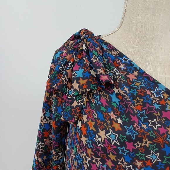 J. Crew Jacuzzi One Shoulder Top In Kaleidoscope Star Print Women's 2 Party - Picture 4 of 12